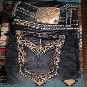 Miss Me Women's Boot Cut Blue Embellished Jeans 32x31 number 5399